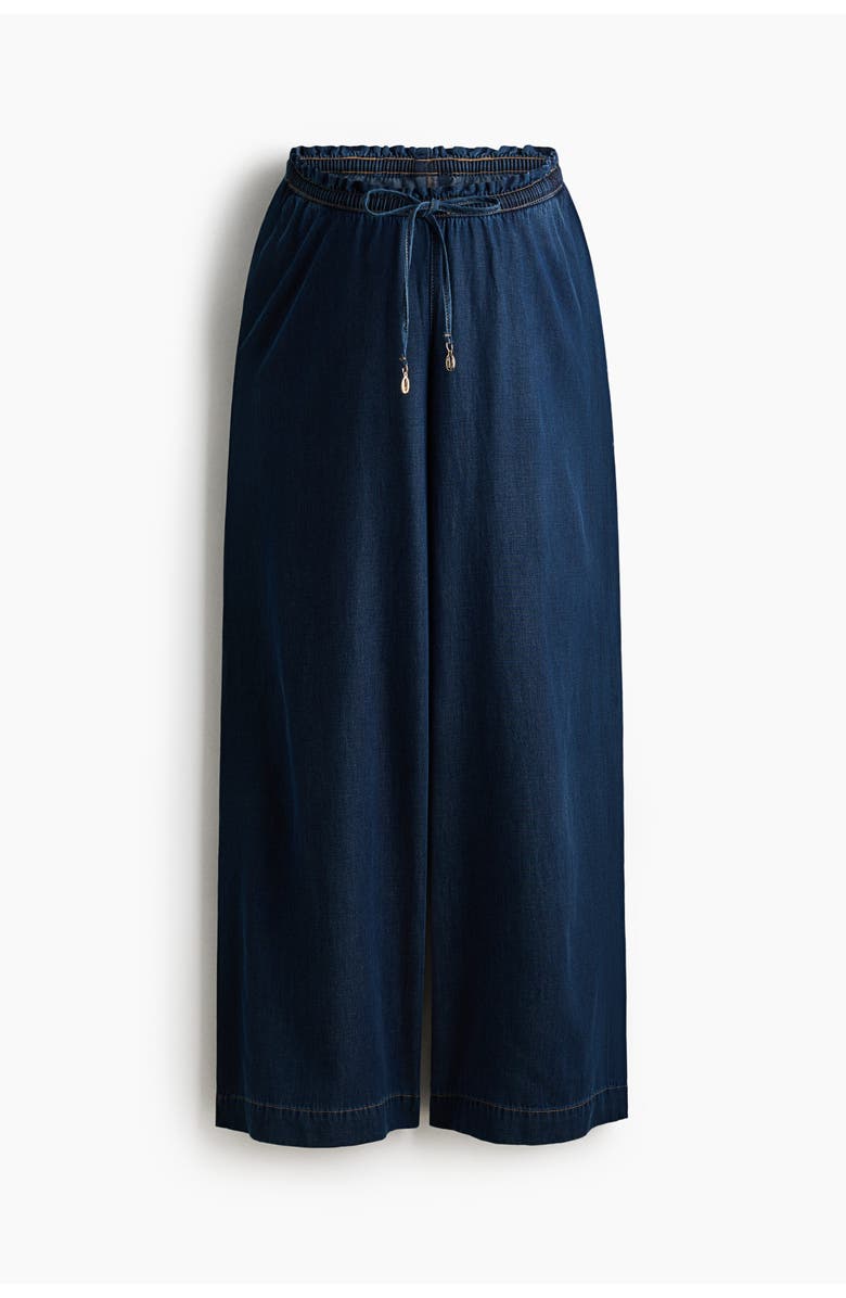 H&M Mama Wide Paper Bag Trousers, Alternate, color, Dark Denim Blue