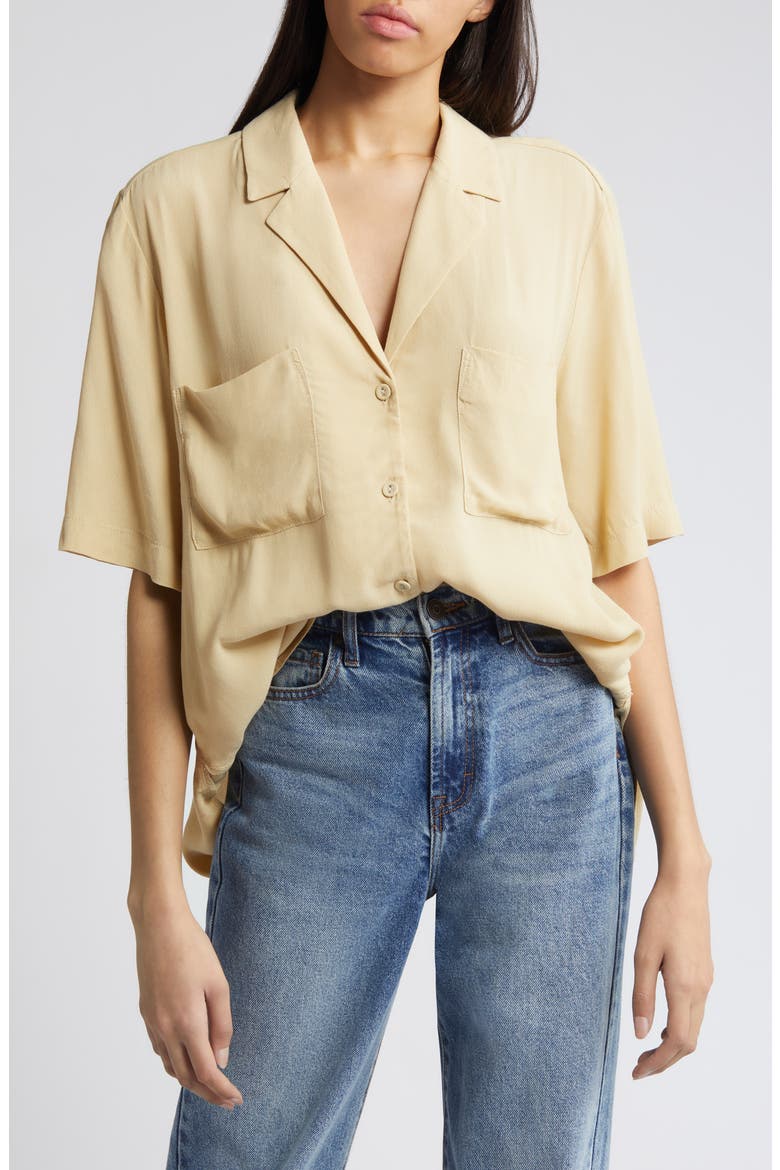 Relaxed Fit Camp Shirt, Main, color, BEIGE KHAKI