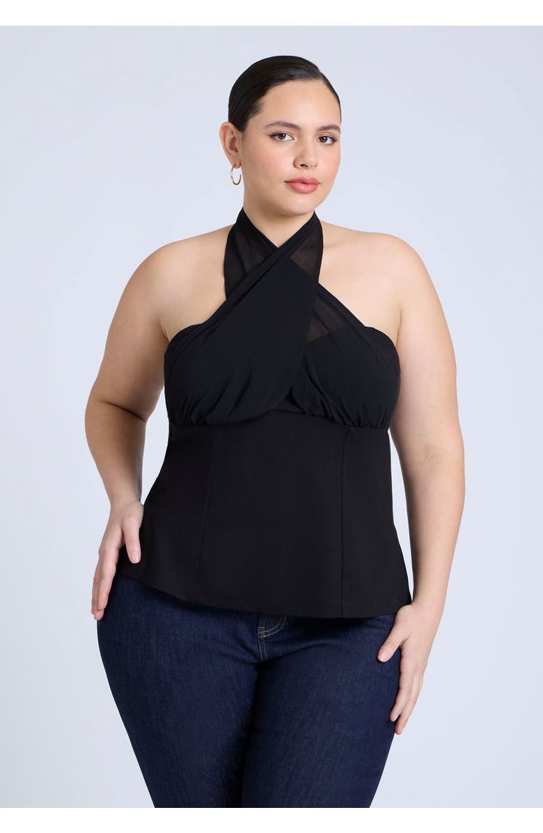 ELOQUII Chiffon Wrap Halter Top, Main, color, 