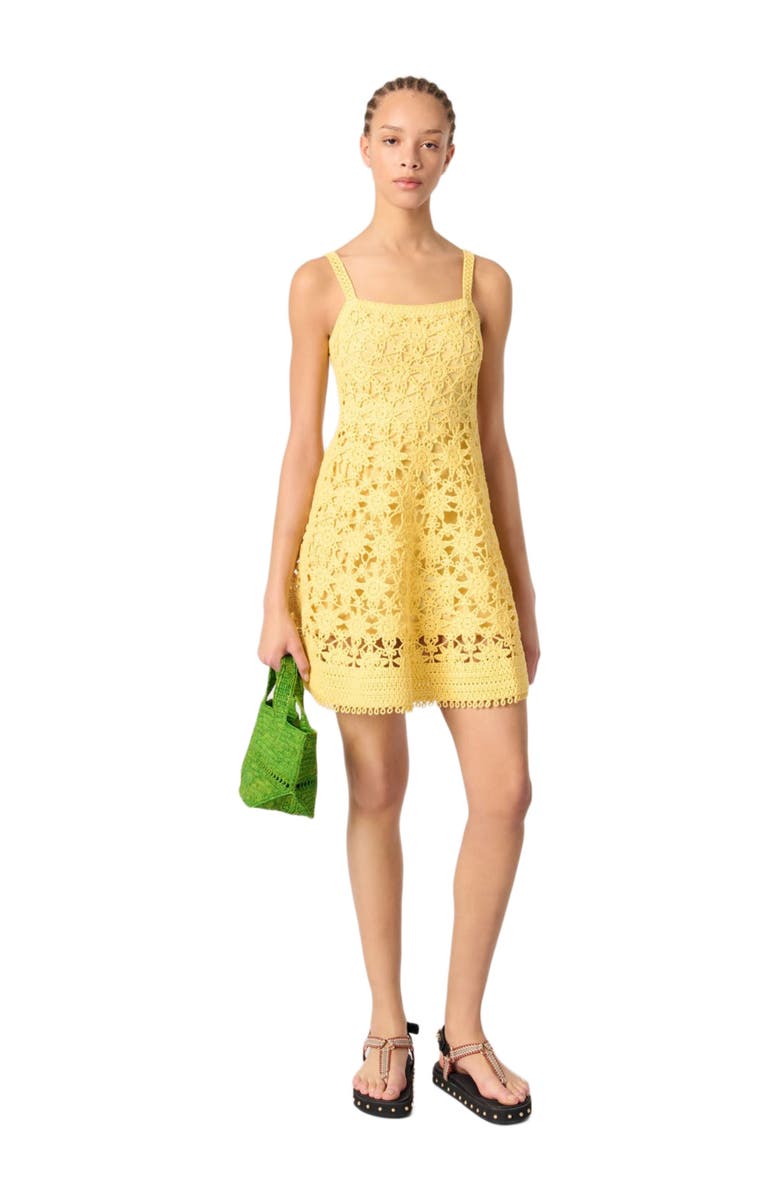maje Crochet strappy mini dress, Main, color, 