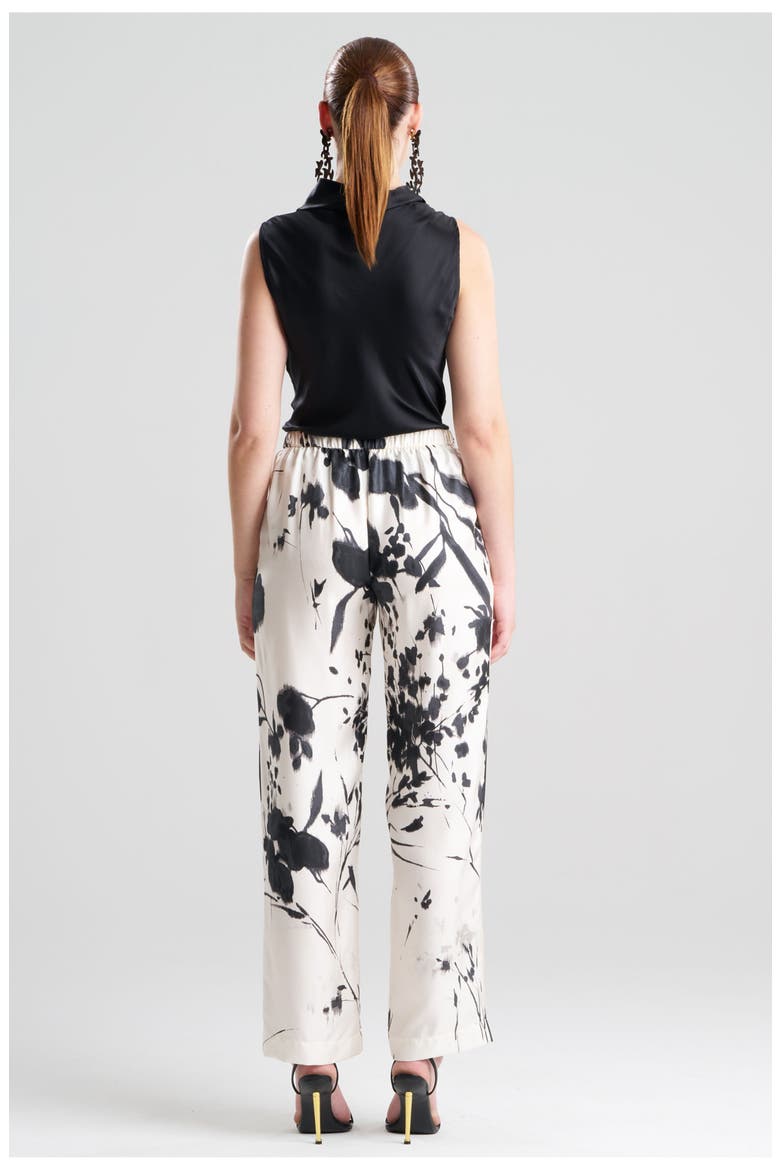Nara - Silk Twill Pull on Pants, Main, color, BLACK/WHITE