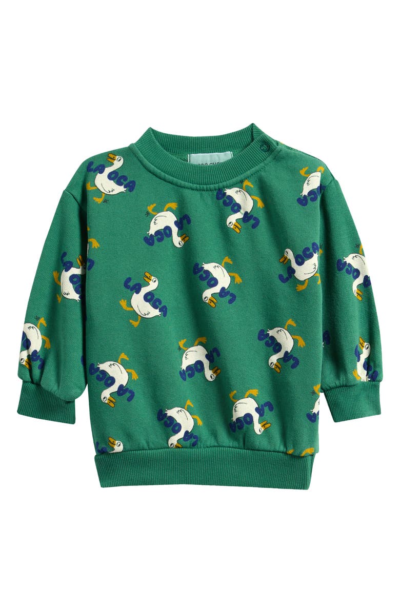 Bobo Choses La Oca Print Cotton Sweatshirt, Main, color, Green