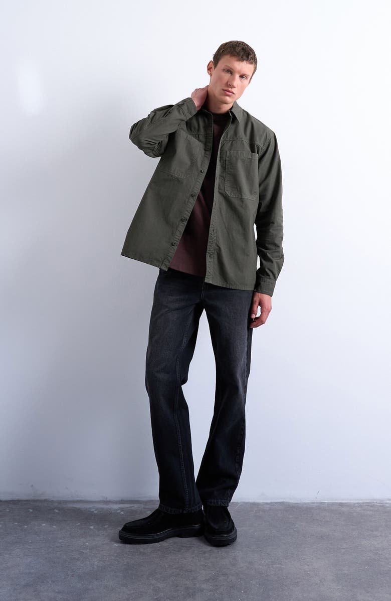 Topman Regular Fit Ripstop Button-Up Shirt, Alternate, color, Khaki