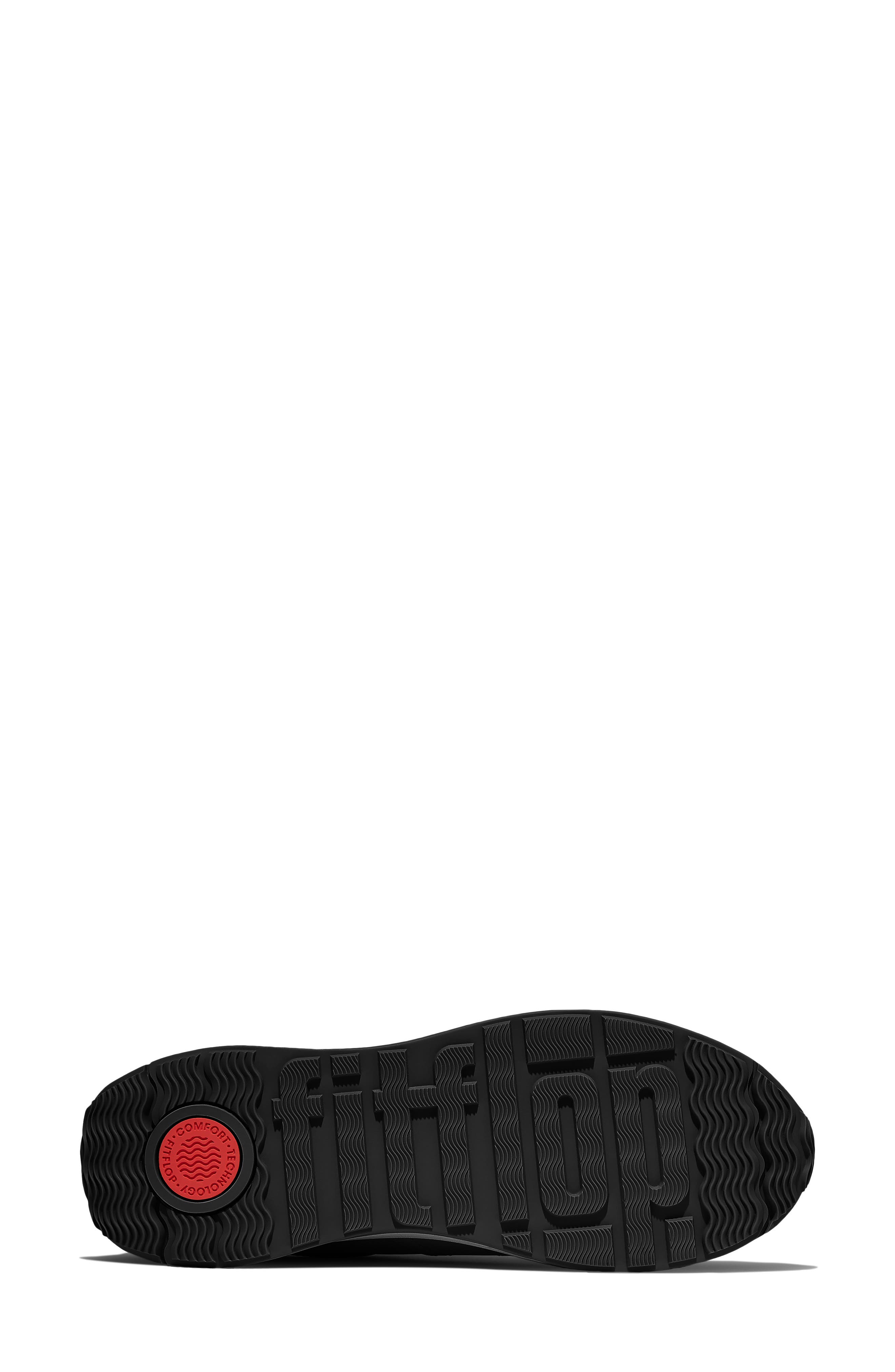 F-Mode T-Toe Wave Leather Sneaker, Alternate, color, ALL BLACK
