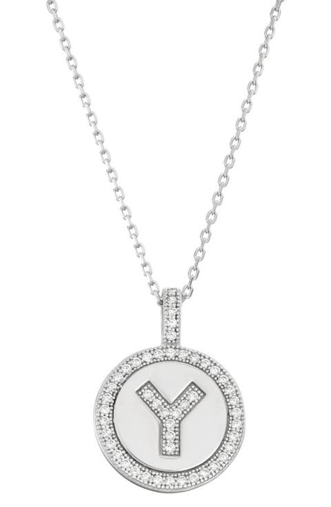 Sterling Silver & Cubic Zirconia Micro Pavé Circle Initial Pendant Necklace
