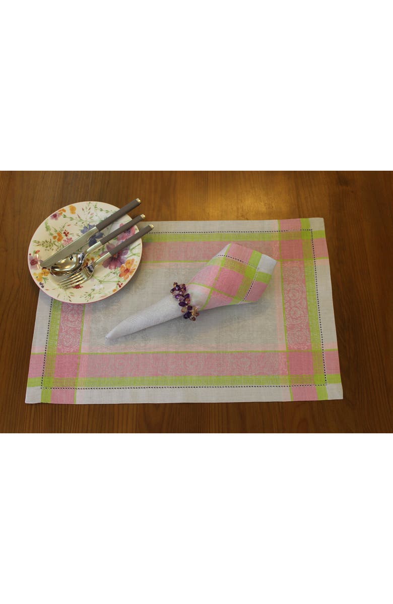 FRENCH HOME Linen Cleopatra Napkins - Set of 6, Alternate, color, Chartruse And Rose Pink