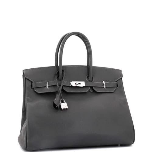 Pre-owned Hermes Hermes Birkin Handbag Grey Epsom With Palladium Hardware 35 In Gray