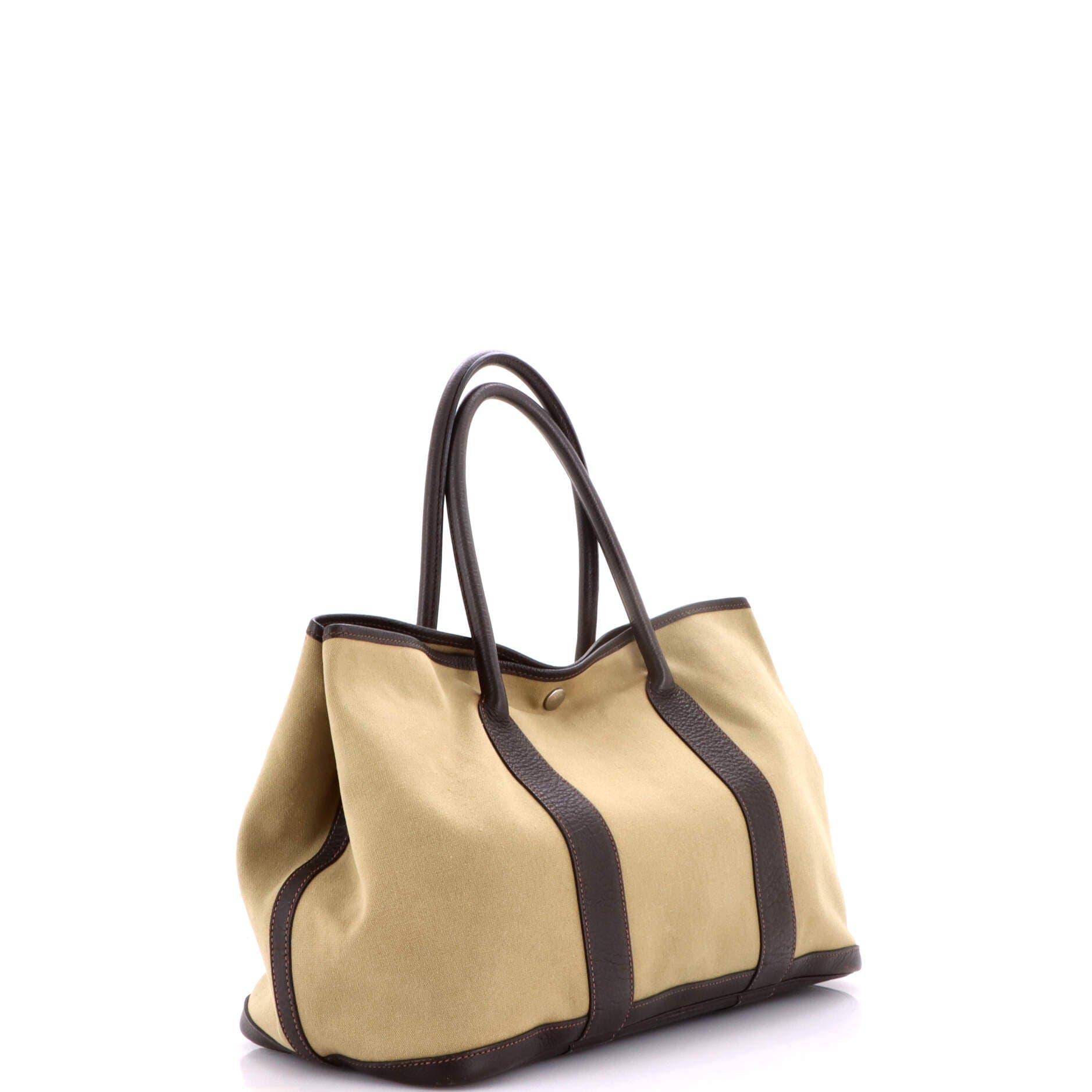 Pre-Owned Hermes Garden Party Tote Toile and Leather 36, Alternate, color, Khaki