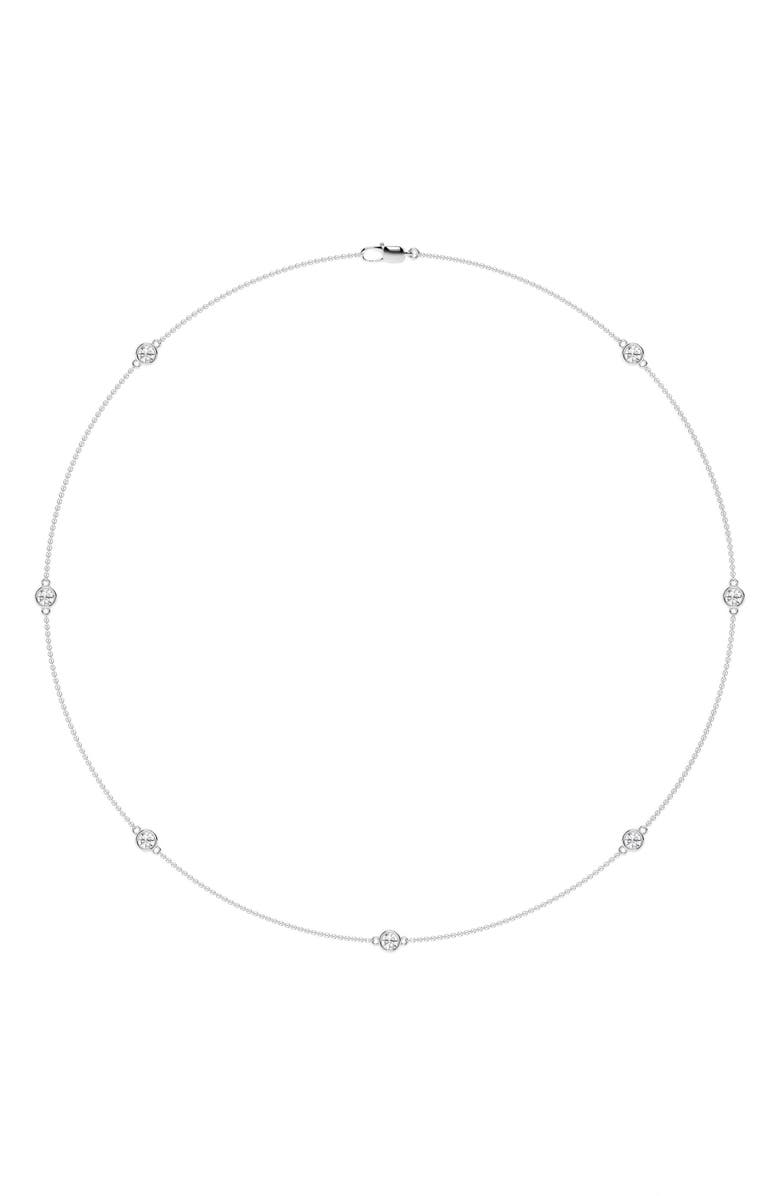 Badgley Mischka Collection 14K Gold Round Cut Lab-Created Diamond Station Chain Necklace - 1.4ct, Alternate, color, 