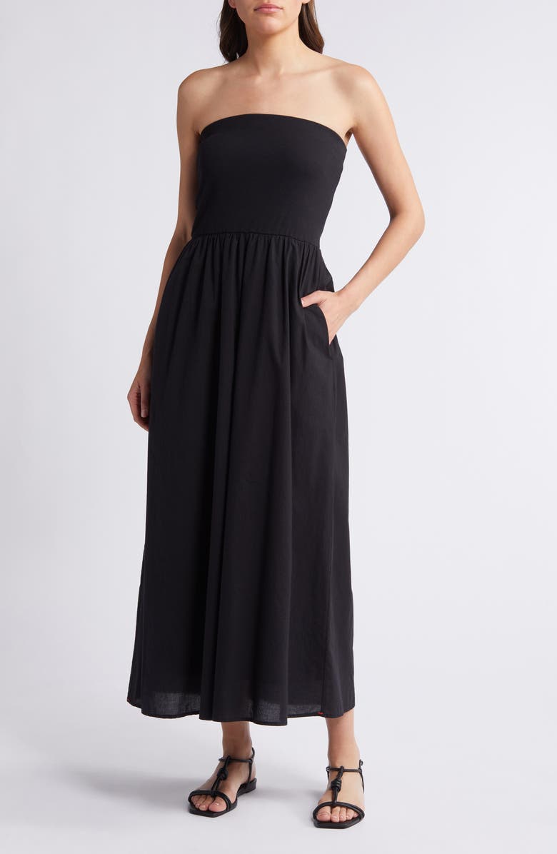 strapless cotton maxi dress Isabella Black Strapless Maxi Dress main image 1