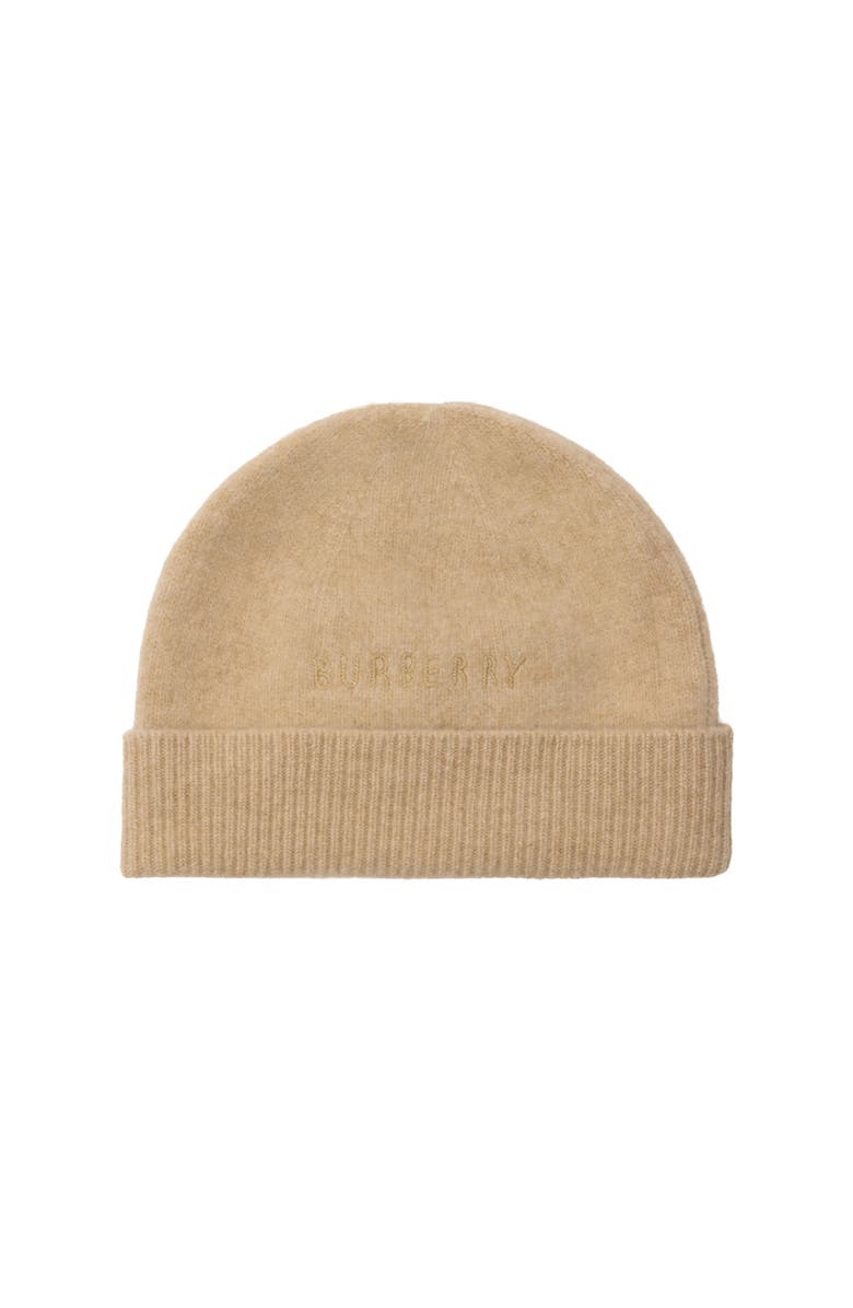 Burberry Check Bow Wool Cashmere Beanie, Alternate, color, Oatmeal Melange