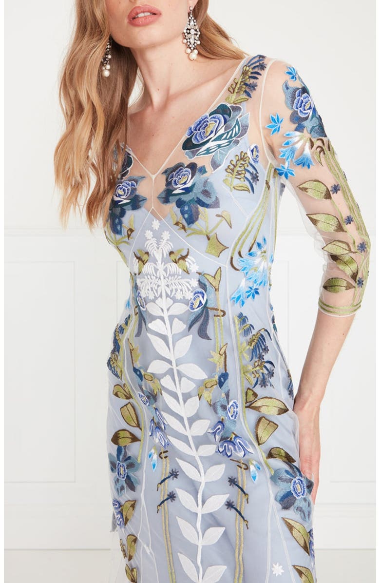 Temperley London Lucille V-Neck Dress, Alternate, color, Frost Blue