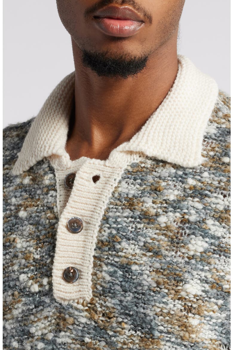 Reuben Textured Long Sleeve Polo Sweater, Alternate, color, GREY MULTI