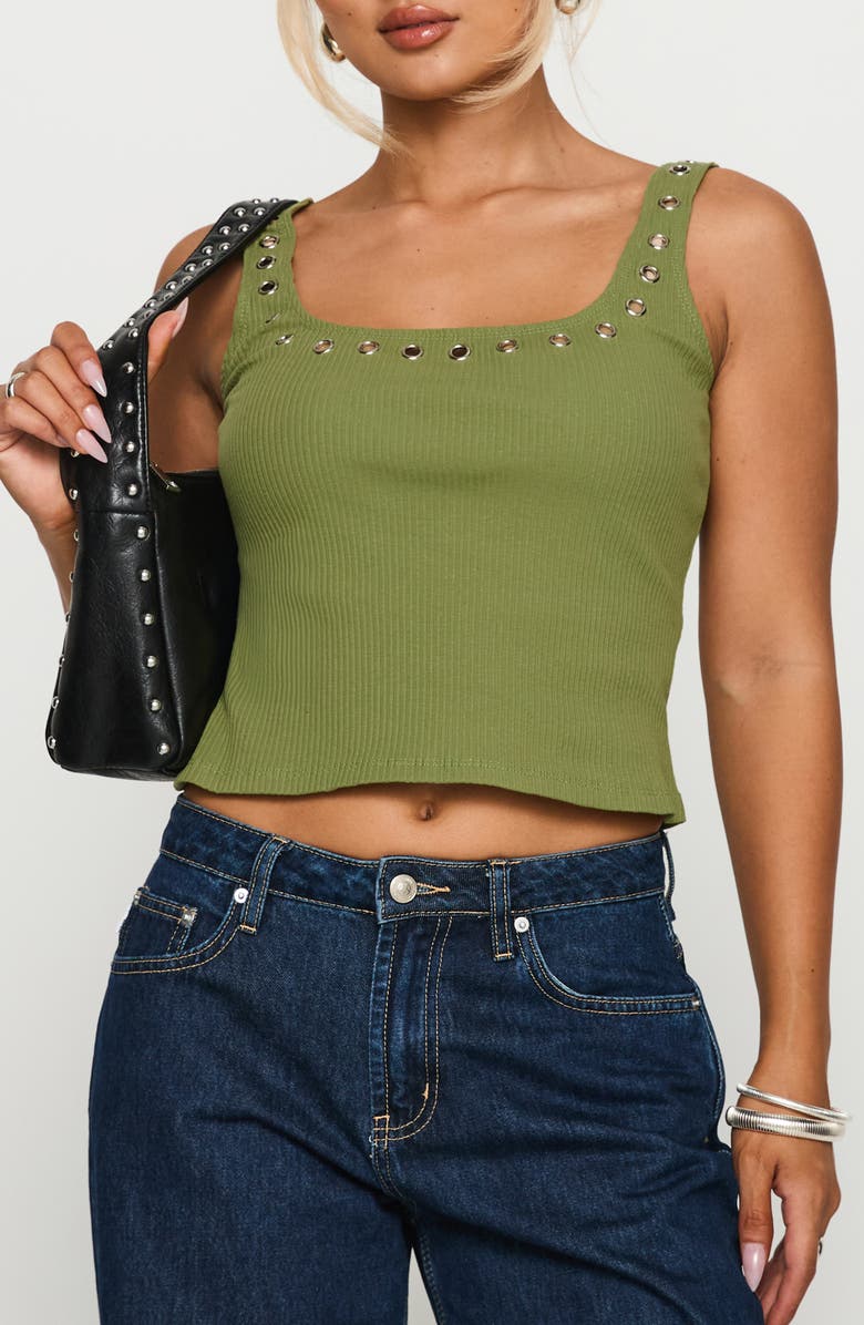 Princess Polly Nobody Like You Tank, Main, color, Khaki