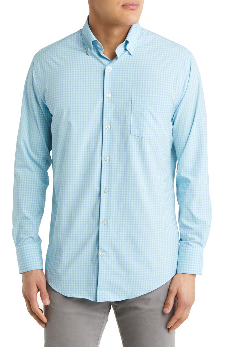 Peter Millar Oris Check Performance Poplin Button-Down Shirt, Main, color, 