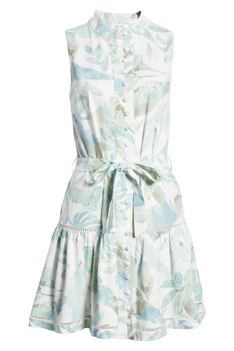 Leaf Print Minidress, Alternate, color, SAGE