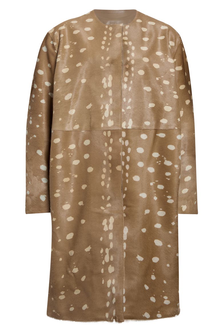 Liza Deer Print Genuine Calf Hair Coat, Main, color, DEER