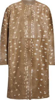 LOULOU DE SAISON Liza Deer Print Genuine Calf Hair Coat