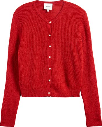 YOKE | 7G ALPACA WOOL RIB CREW NECK CARDIGAN(BEIGE) | 7G