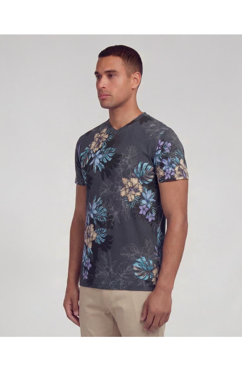 Lords of Harlech Exotic Floral Mens Vneck Tee, Alternate, color, Exotic Floral Black