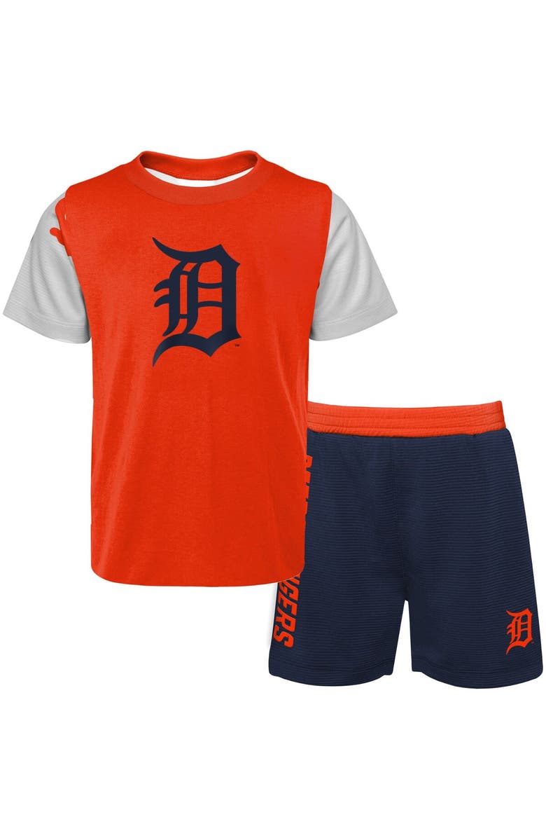 Outerstuff Newborn & Infant Orange/Navy Detroit Tigers Pinch Hitter T-Shirt & Shorts Set, Alternate, color, 