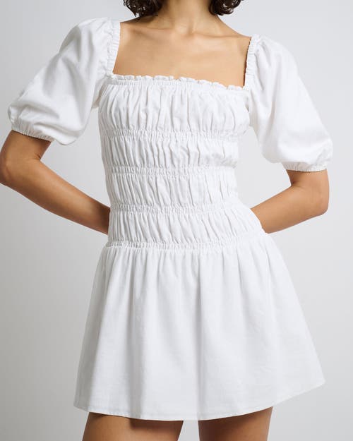 Onia Air Linen Smocked Mini Dress In White
