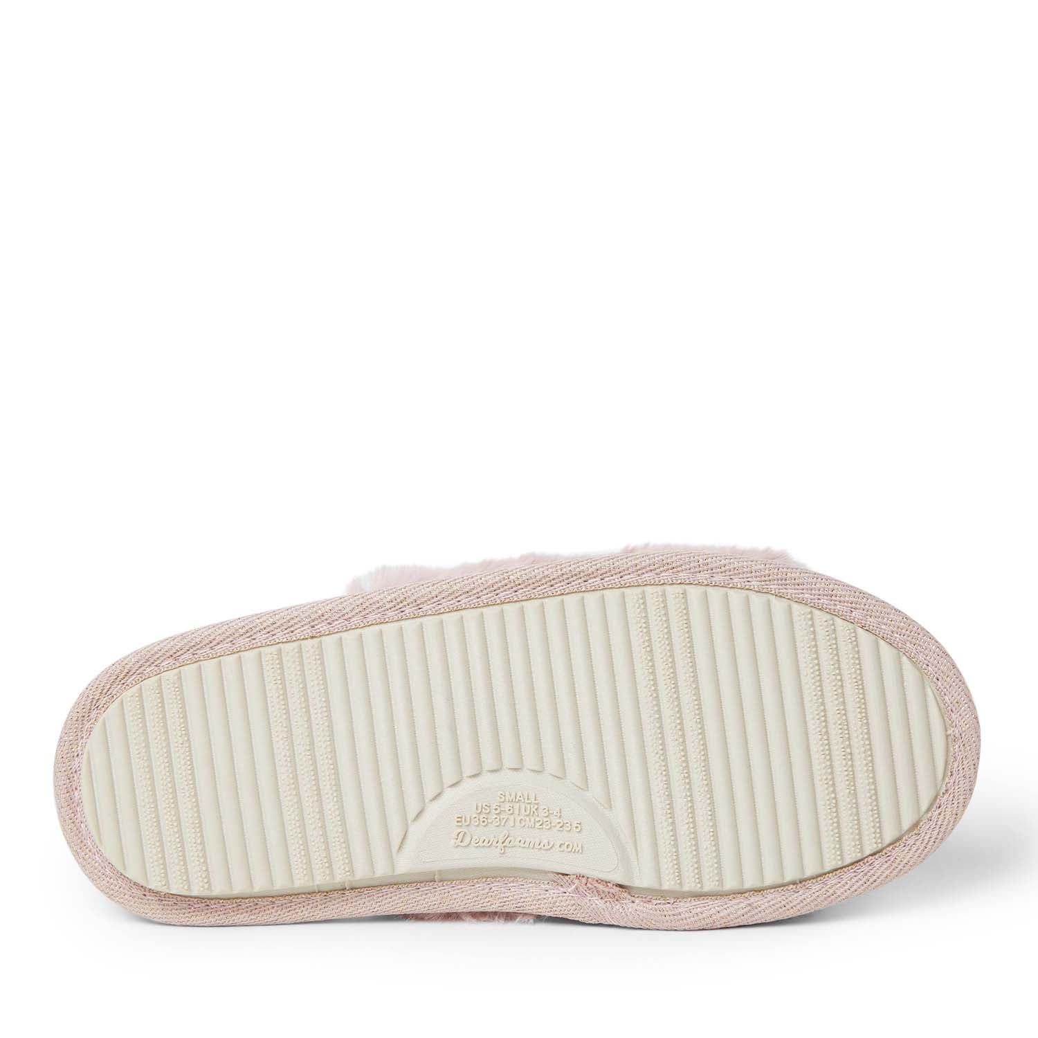 DEARFOAMS Lane Bridal I Do Fuzzy Slide Slipper, Alternate, color, Pale Mauve