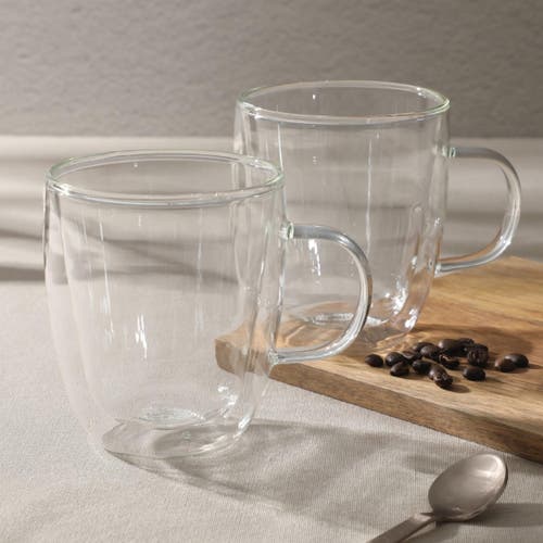 Mr Coffee Mr. Coffee Retro Machiatto 2 Piece 16 Ounce Double Wall Insulated Glass Mug Set In Transparent