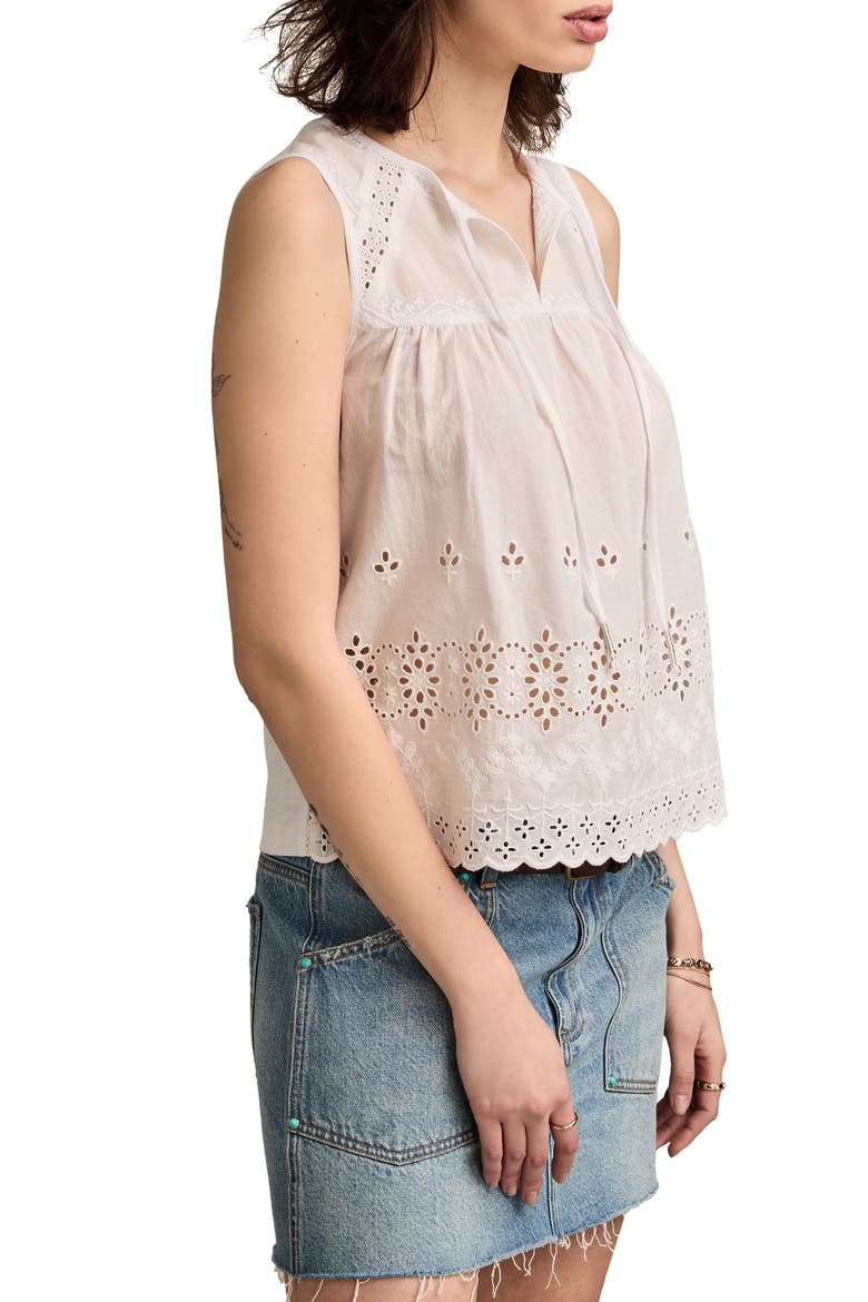 Eyelet Embroidered Cotton Tank, Alternate, color, WHISPER WHITE