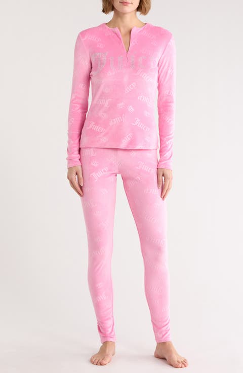 Velour Zip Long Sleeve Top & Leggings Pajamas