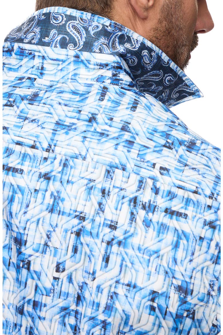 Erasmus Rope Jacquard Cotton Button-Up Shirt, Alternate, color, BLUE