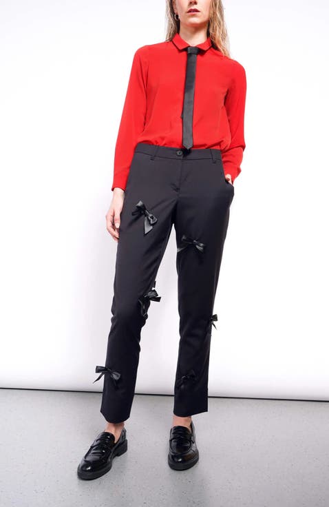 パンツ SAINT LAURENT Satin pants Black  803599Y013G SAINT LAURENT Pleated silk-satin straight-leg pants | NET-A