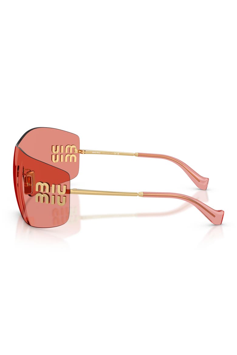 144mm Oversize Shield Sunglasses, Alternate, color, GOLD / RED