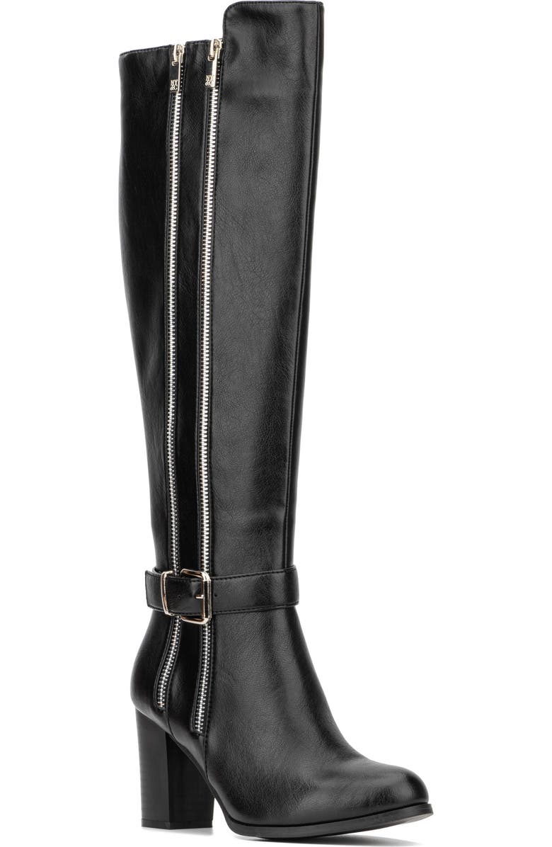 NEW YORK AND COMPANY Andrina Faux Leather Zip Tall Boot, Main, color, Black