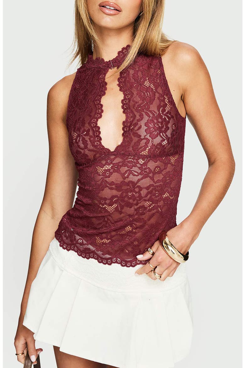 Quinbie Lace Sleeveless Top, Main, color, BURGUNDY