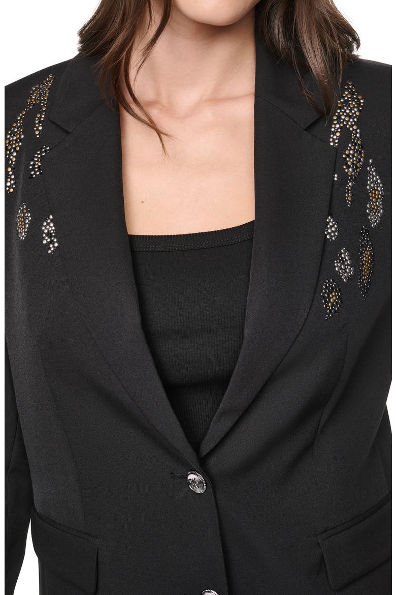 Heatset Animal Studded Blazer, Alternate, color, BLACK