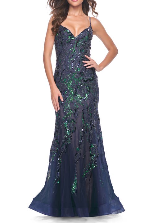 Mermaid Sequin and Beaded Embellished Prom Dress