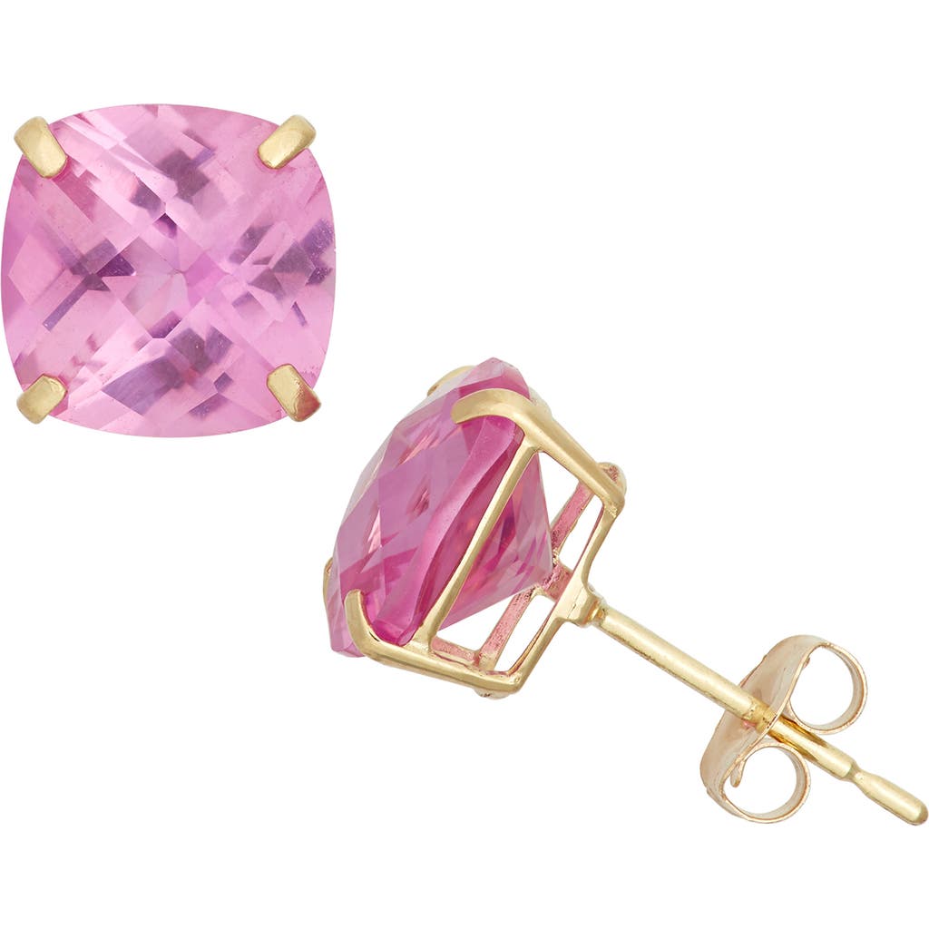 Fzn 10k Gold Solitaire Garnet Stud Earrings