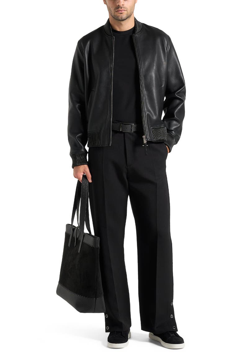 Boris Relaxed Fit Tailored Button Cuff Trousers, Alternate, color, Black