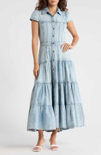 Alice + Olivia Patsy Tiered Denim Shirtdress