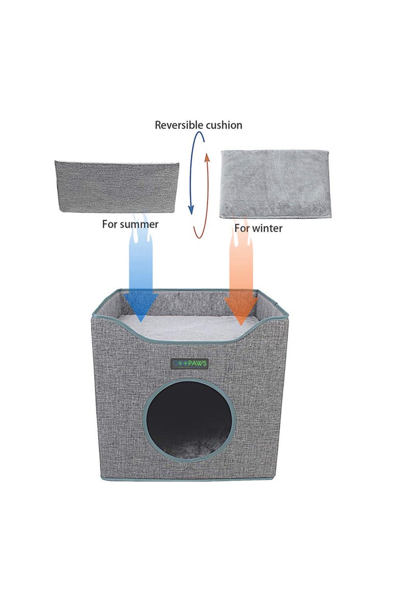 Foldable Cat Condo House, Alternate, color, Gray
