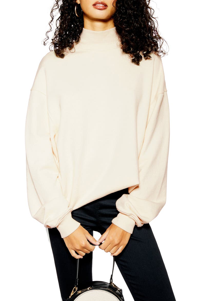 Oversized Mock Neck Sweatshirt, Main, color, CREAM