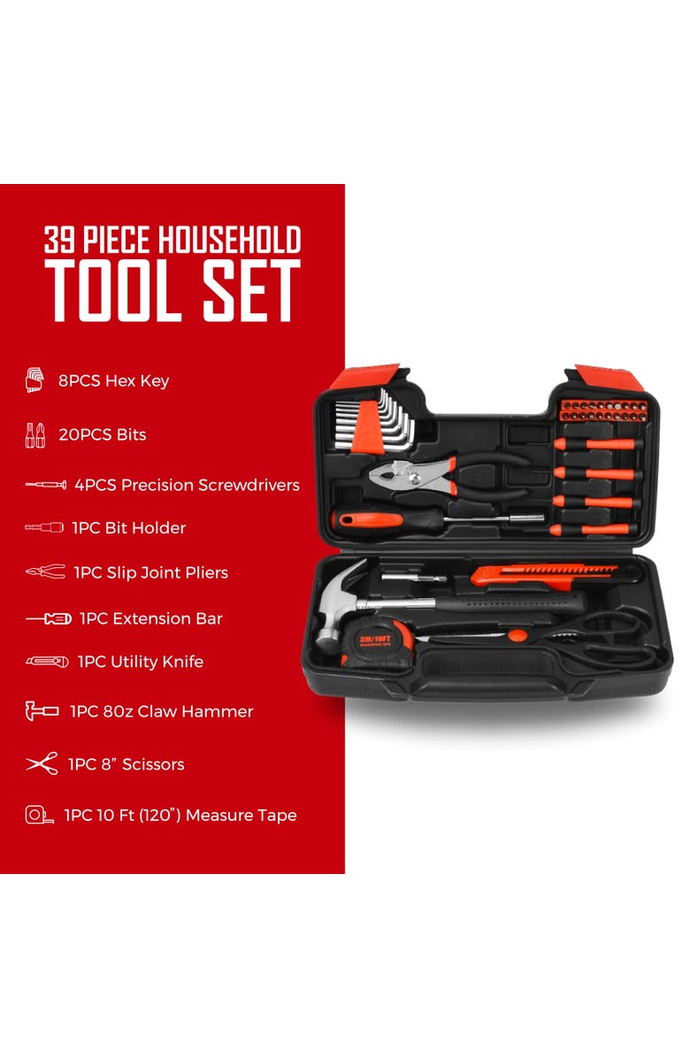 PURSONIC Handy Solutions 39-Piece Household Tool Kit, Alternate, color, Black