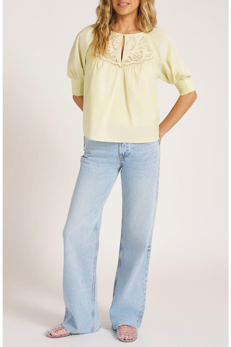 Luma Puff Sleeve Woven Shirt, Alternate, color, LEMONDROP
