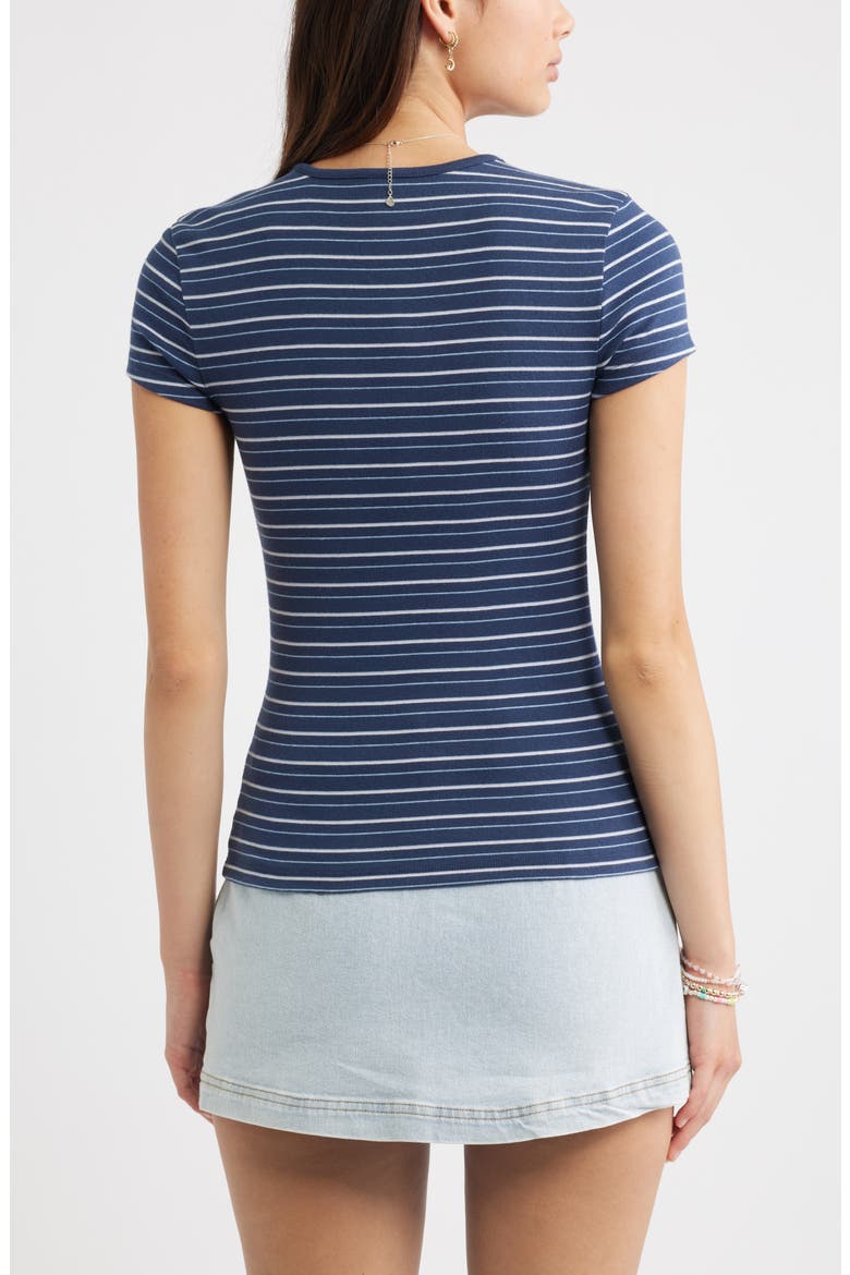 Stretch Cotton Blend Baby Tee, Alternate, color, NAVY BLUE LARISSA STRIPE
