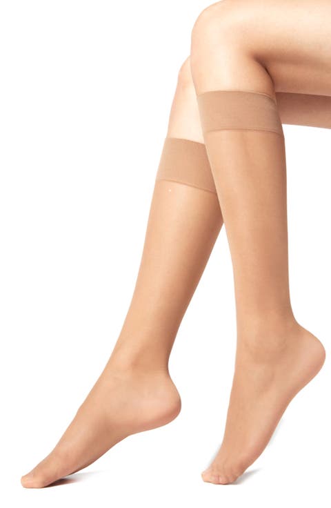 3-Pack Sheer Knee High Socks