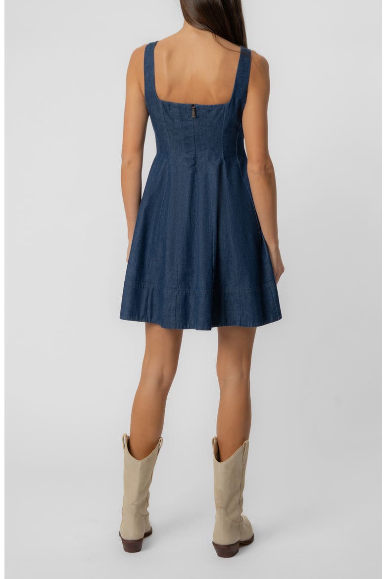 Amelie Sleeveless Fit & Flare Denim Minidress, Alternate, color, RENOVATE