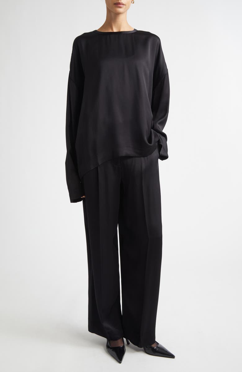 TOTEME Pleated Fluid Pants, Alternate, color, Black