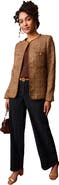 Jessica London Tweed Jacket With Leather Trim