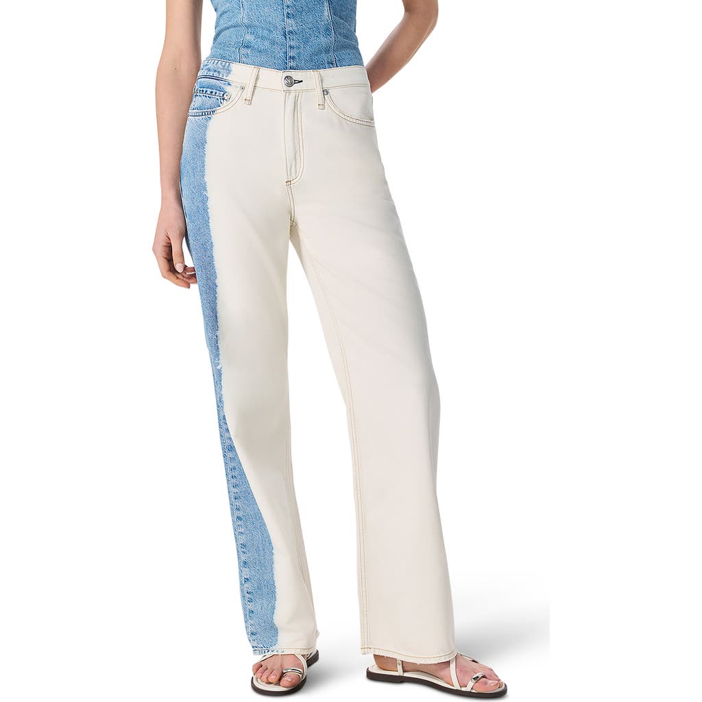 Rag & Bone Featherweight Logan Mid-rise Wide Leg Jeans Bleached Stripe In White
